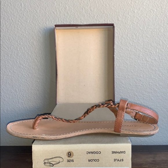 Zigi Soho Daphne Cognac Tan & Brass Chain Braided Sandals Size 6 - Picture 6 of 12